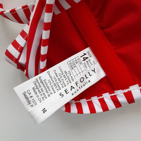 Seafolly Australia Riviera Stripe High Neck Bikini Set Womens 10 Nautical Summer - Picture 5 of 9